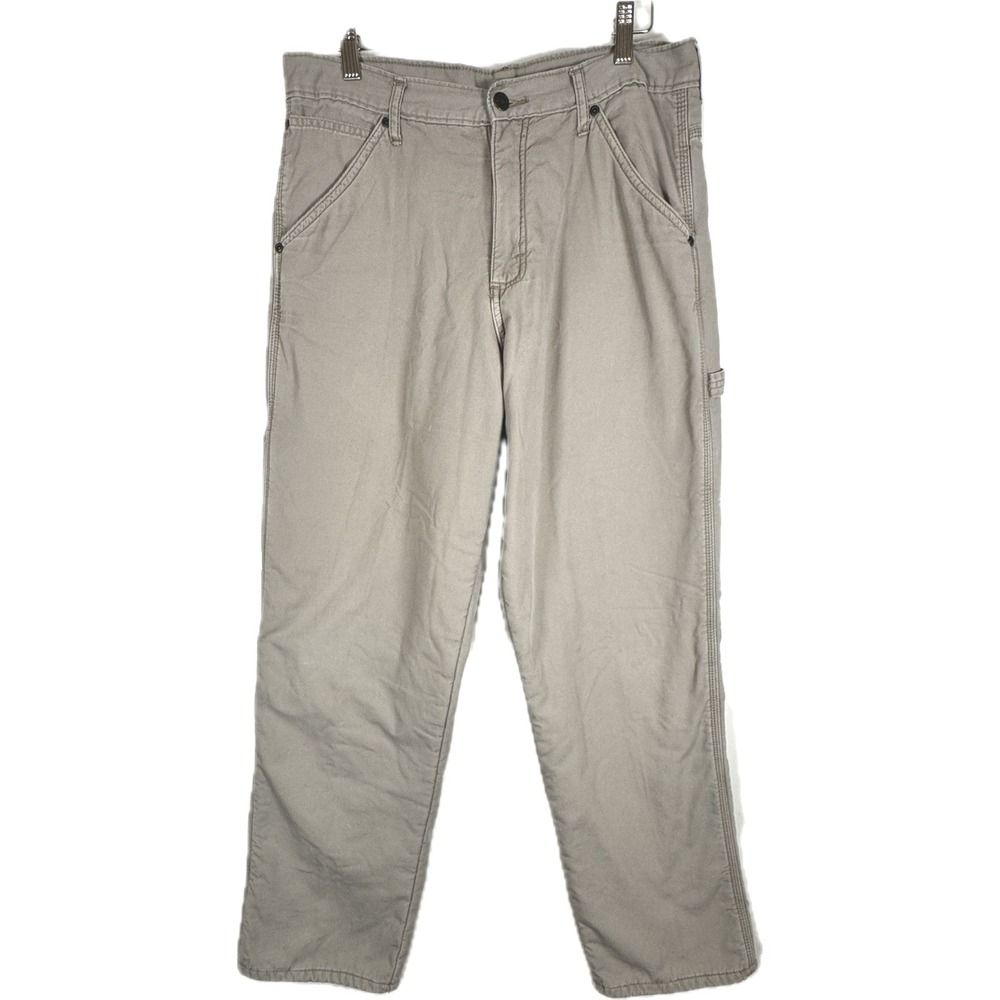 Wrangler Fleece Lined Carpenter Pants Mens 32x32 Khaki Tan Workwear Utility